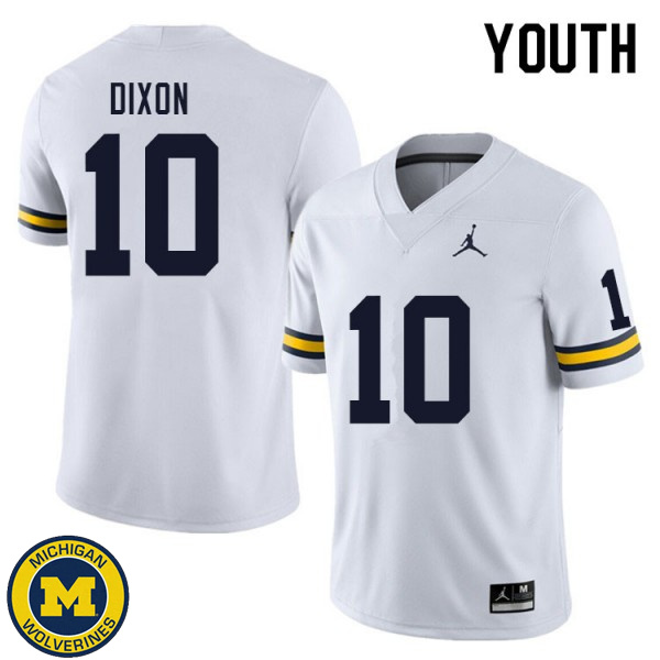 Youth Michigan Wolverines #10 Cristian Dixon White Replica Stitch Jersey